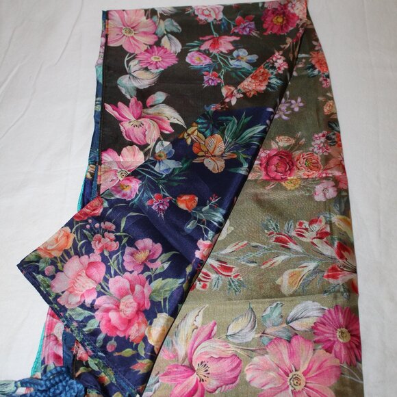 NWT Johnny Was Biya JWLA 3J Workshop Neutra Silk Scarf Wrap Shawl Tassels… - Picture 1 of 7